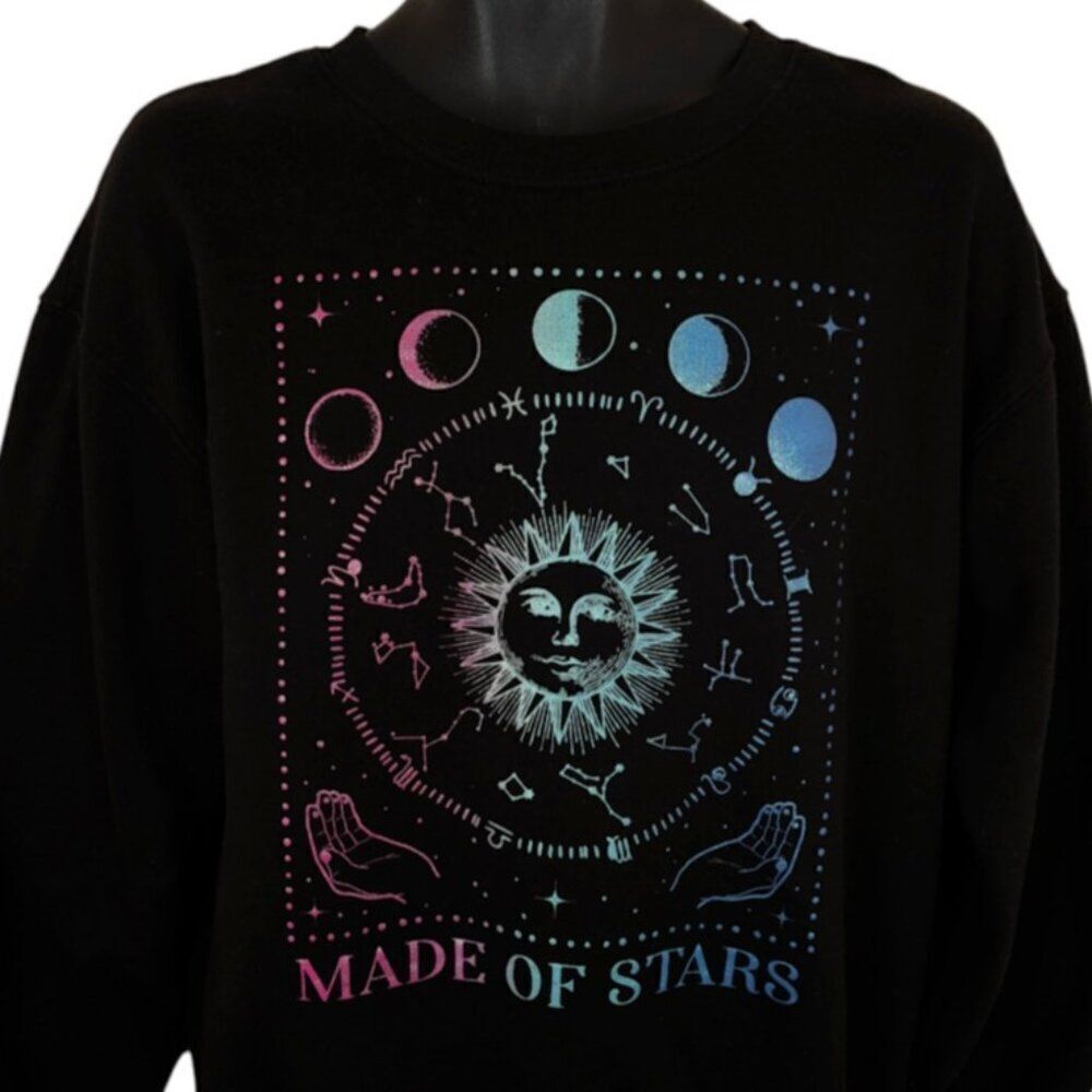 Zodiac Sign Chart Sweatshirt Mens Size Medium Black Astrology Made Of Stars